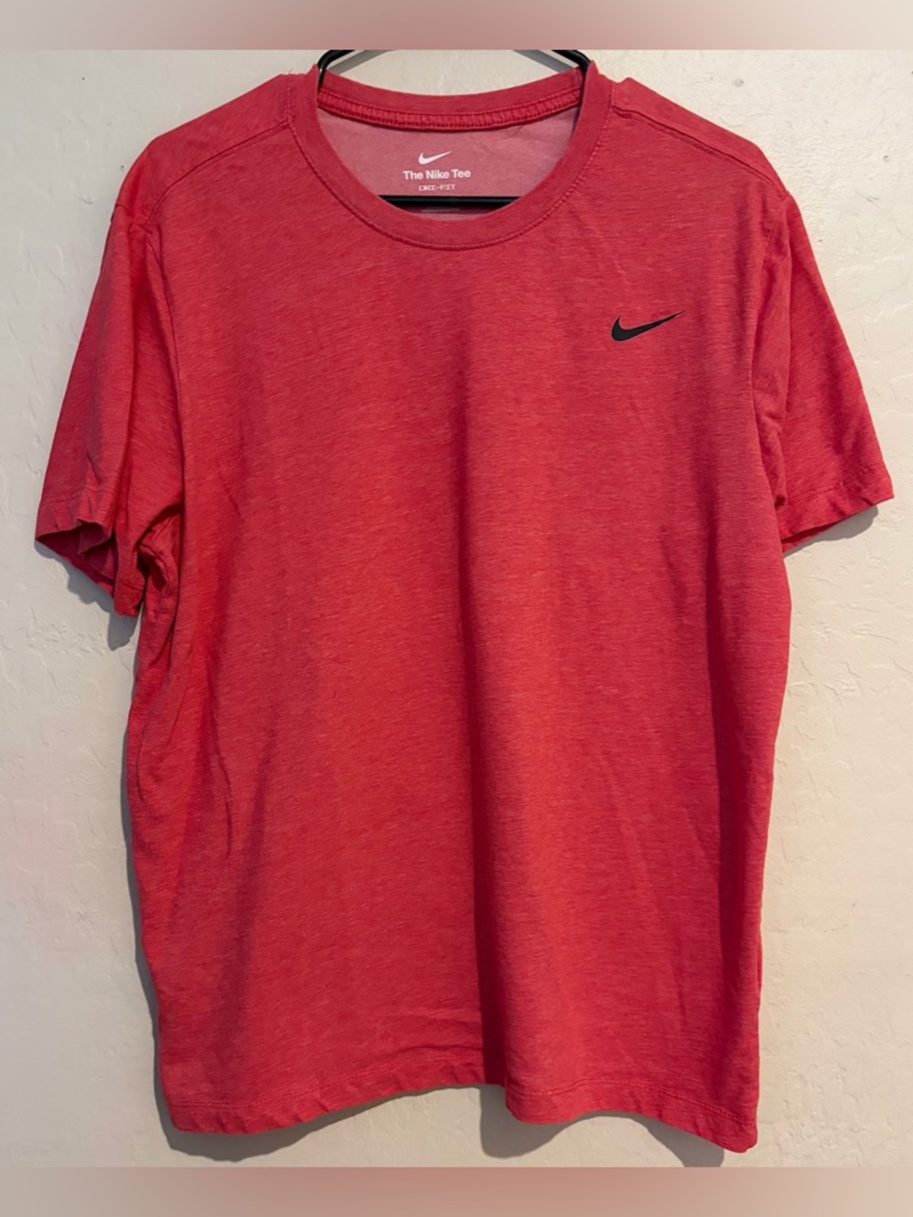 Nike Dri Fit T Shirt Red Athletic Training Gym Swoosh Tee- Men’s Large